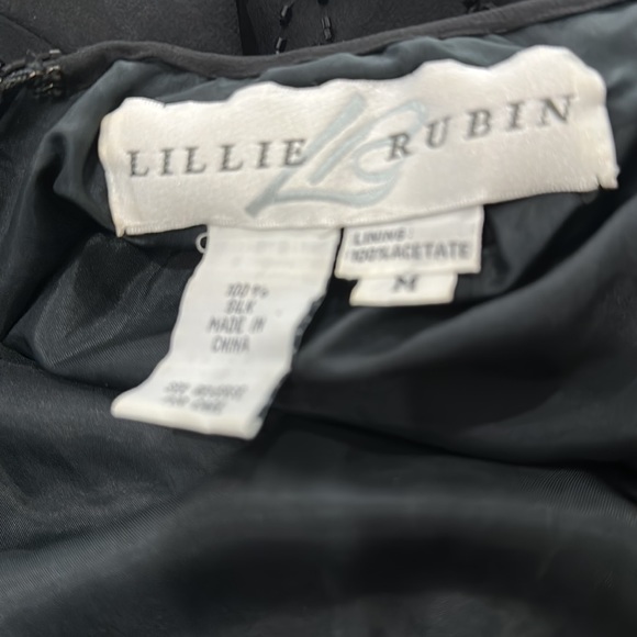 Vintage Lillie Rubin black beaded silk fringe dress. Size medium. - Picture 4 of 4